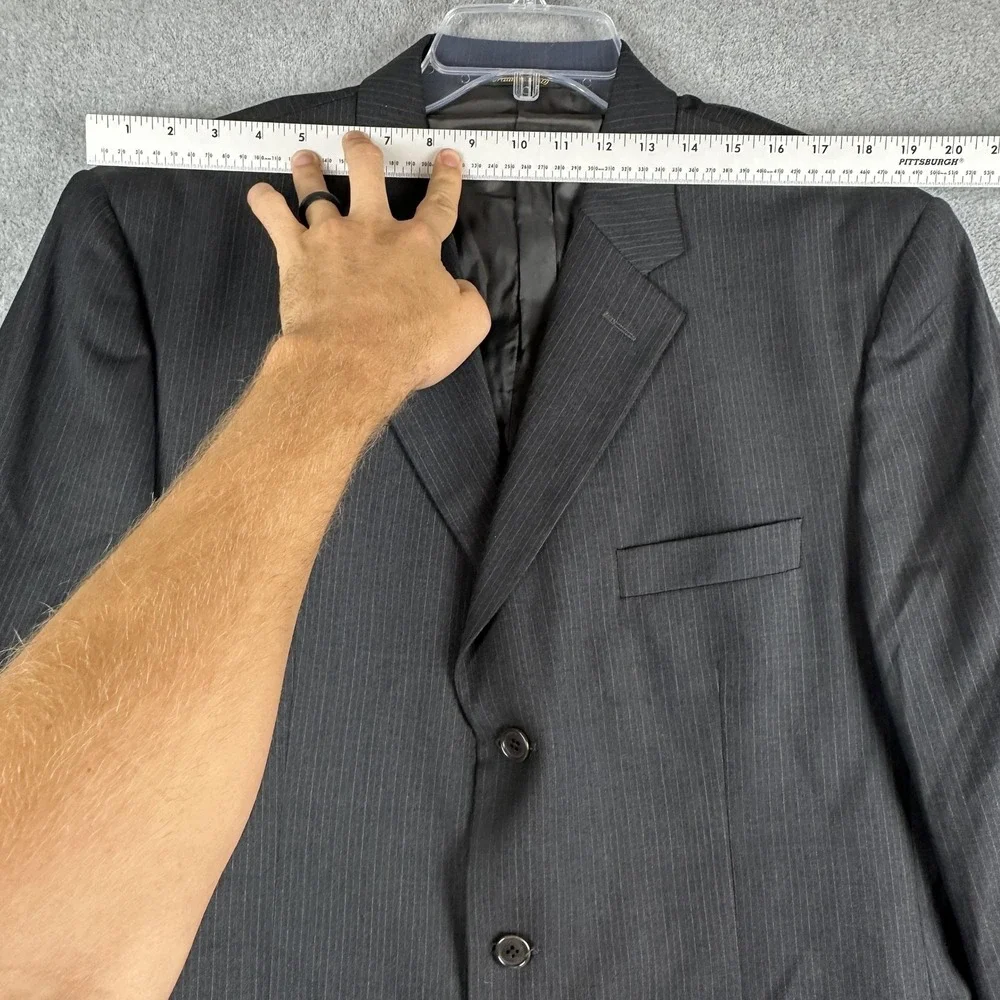 Principe Suit Jacket Mens 44L Gray Pinstripe Wool 3 Button Italy Reda Super 120s